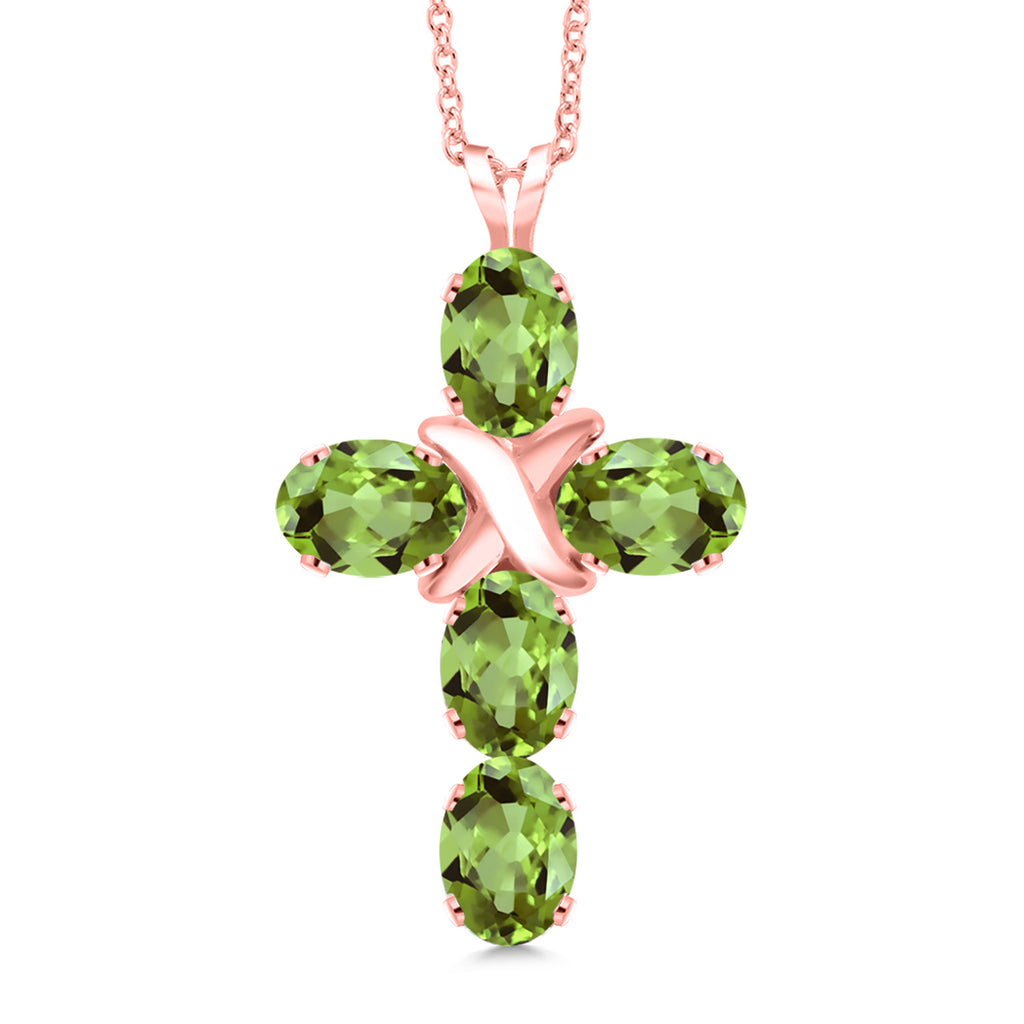 Peridot - August_Pendant in 925 Rose Gold Plated Silver