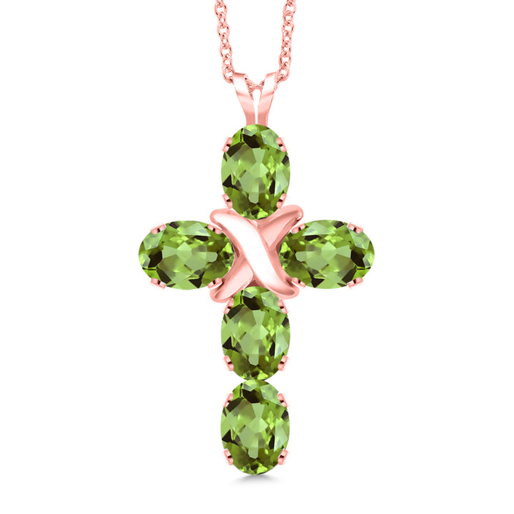 Peridot - August_Pendant in 925 Rose Gold Plated Silver
