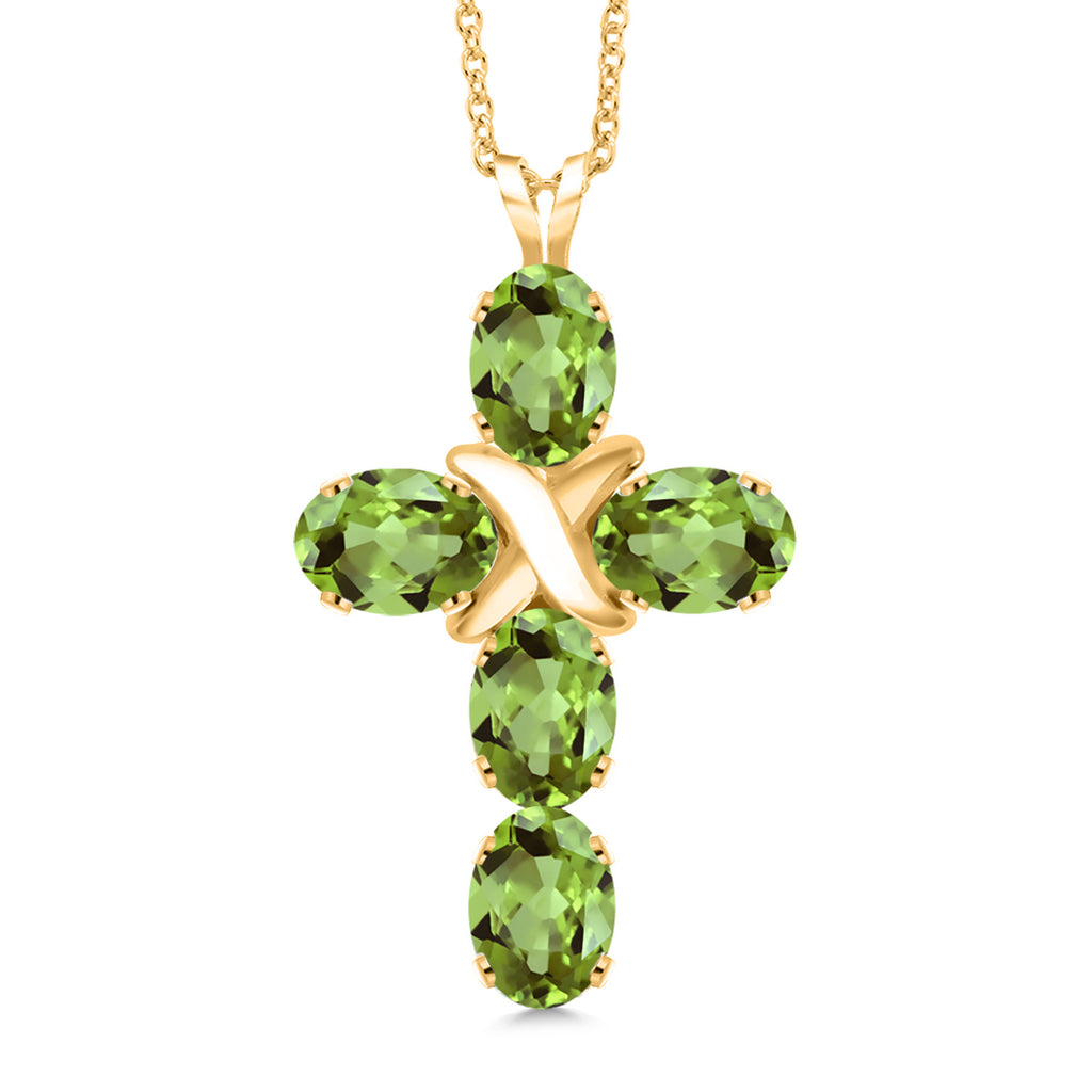 Peridot - August_Pendant in 925 Yellow Gold Plated Silver