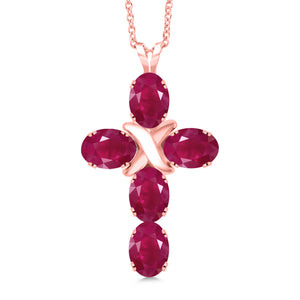 Ruby - July_Pendant in 925 Rose Gold Plated Silver