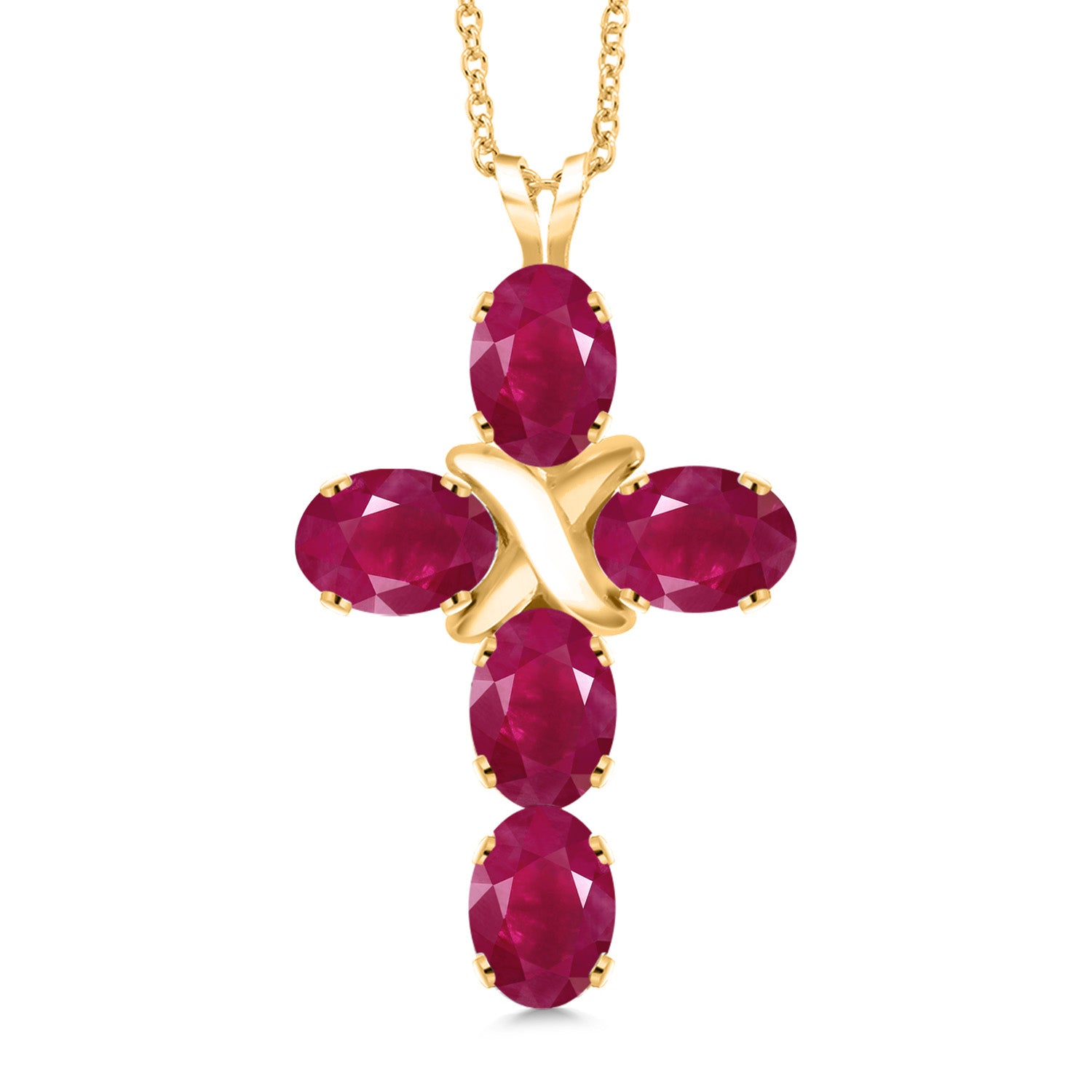 Ruby - July_Pendant in 925 Yellow Gold Plated Silver