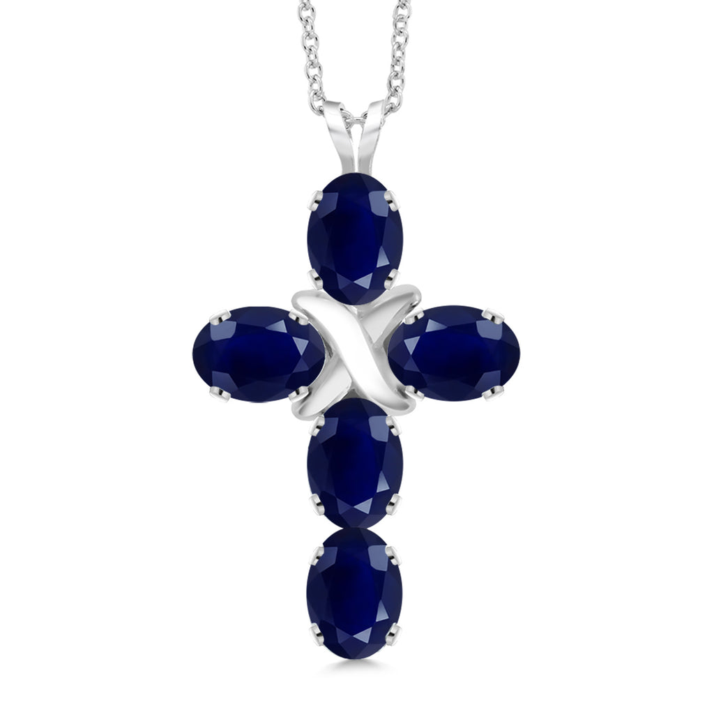 Blue Sapphire - September_Pendant in 925 Sterling Silver