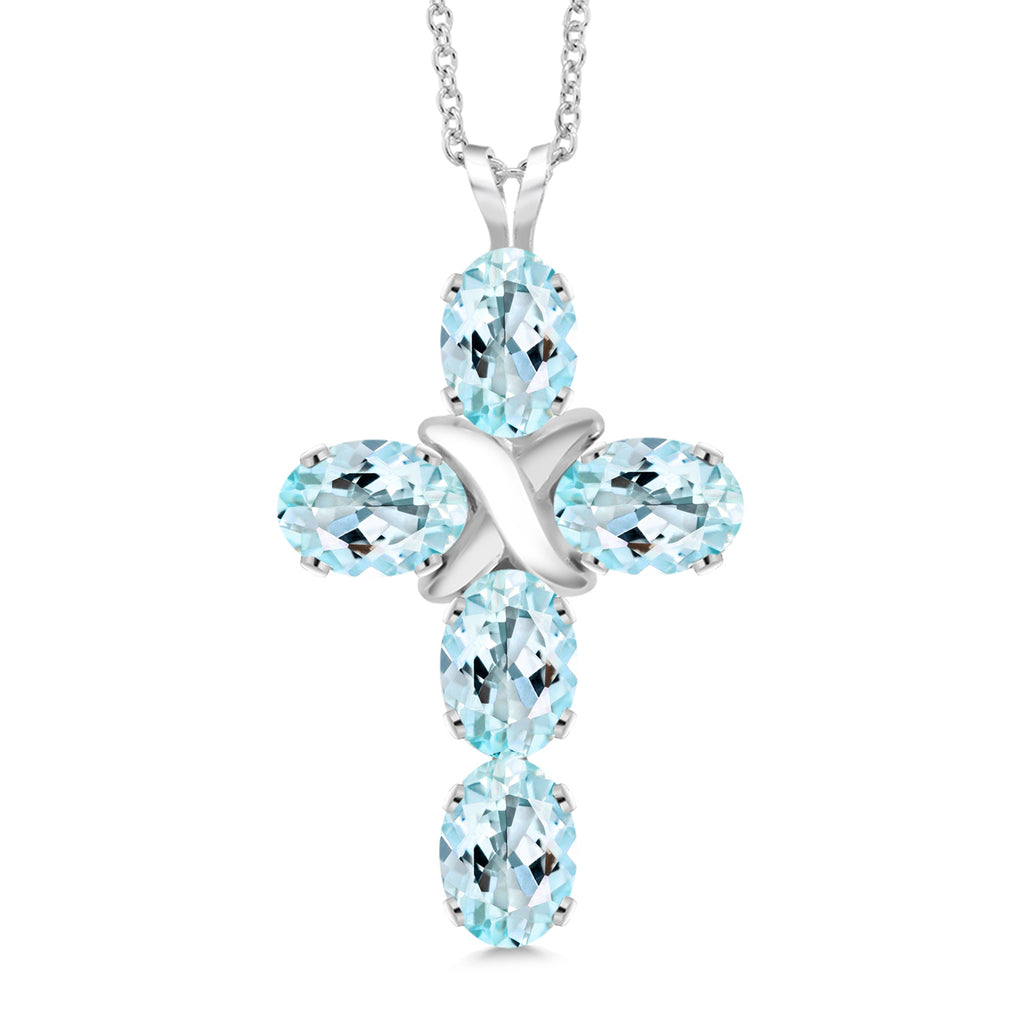 Sky Blue Topaz - November_Pendant in 925 Sterling Silver