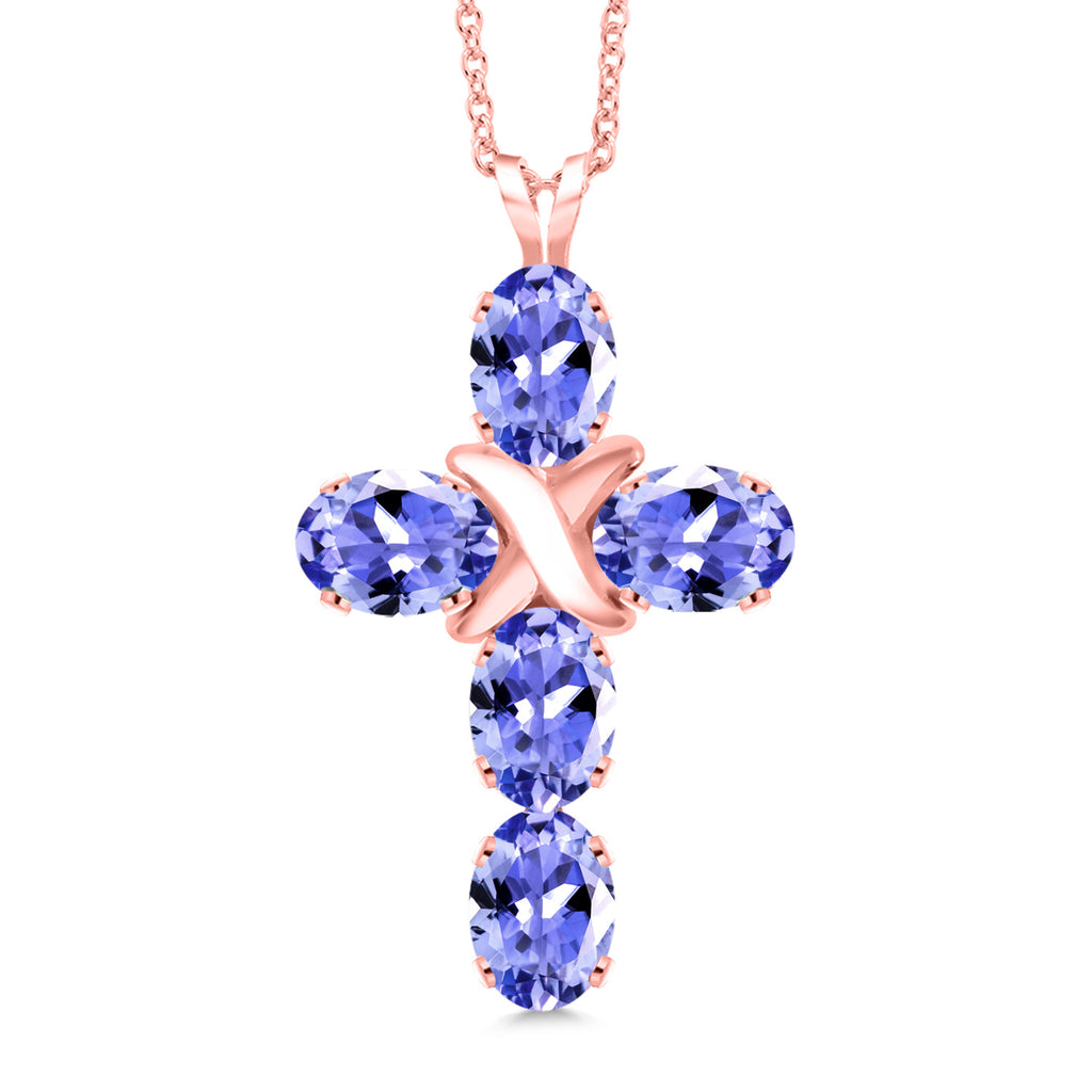 Tanzanite - December_Pendant in 925 Rose Gold Plated Silver