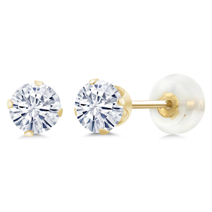 White Moissanite - April_Earrings in 10K Yellow Gold