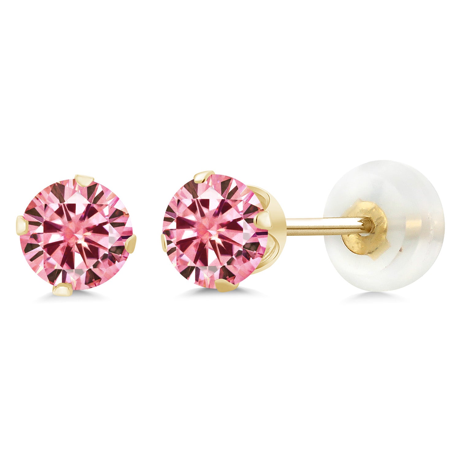 Pink Moissanite - April_Earrings in 10K Yellow Gold
