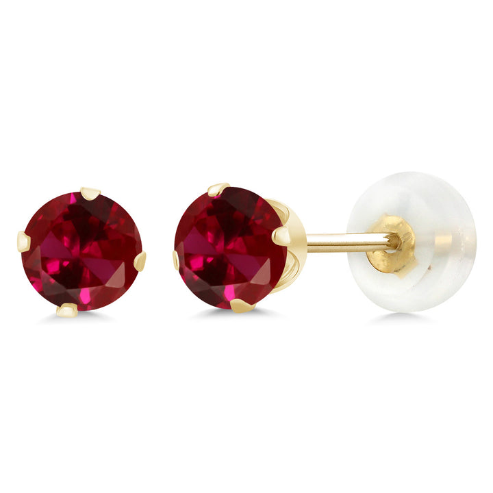 Created Ruby - July_Earrings in 10K Yellow Gold