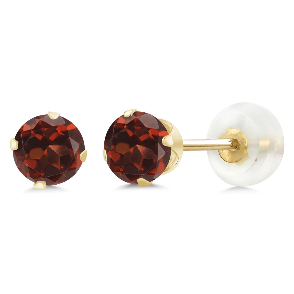 Garnet - January_Earrings in 10K Yellow Gold
