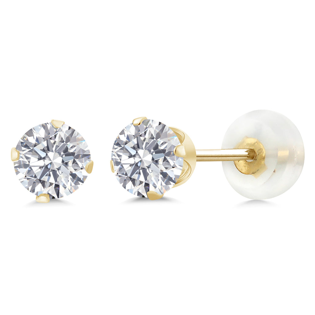 White Lab Grown Diamond - April_Earrings in 10K Yellow Gold