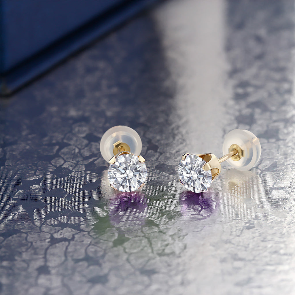 White Lab Grown Diamond - April_Earrings in 10K Yellow Gold