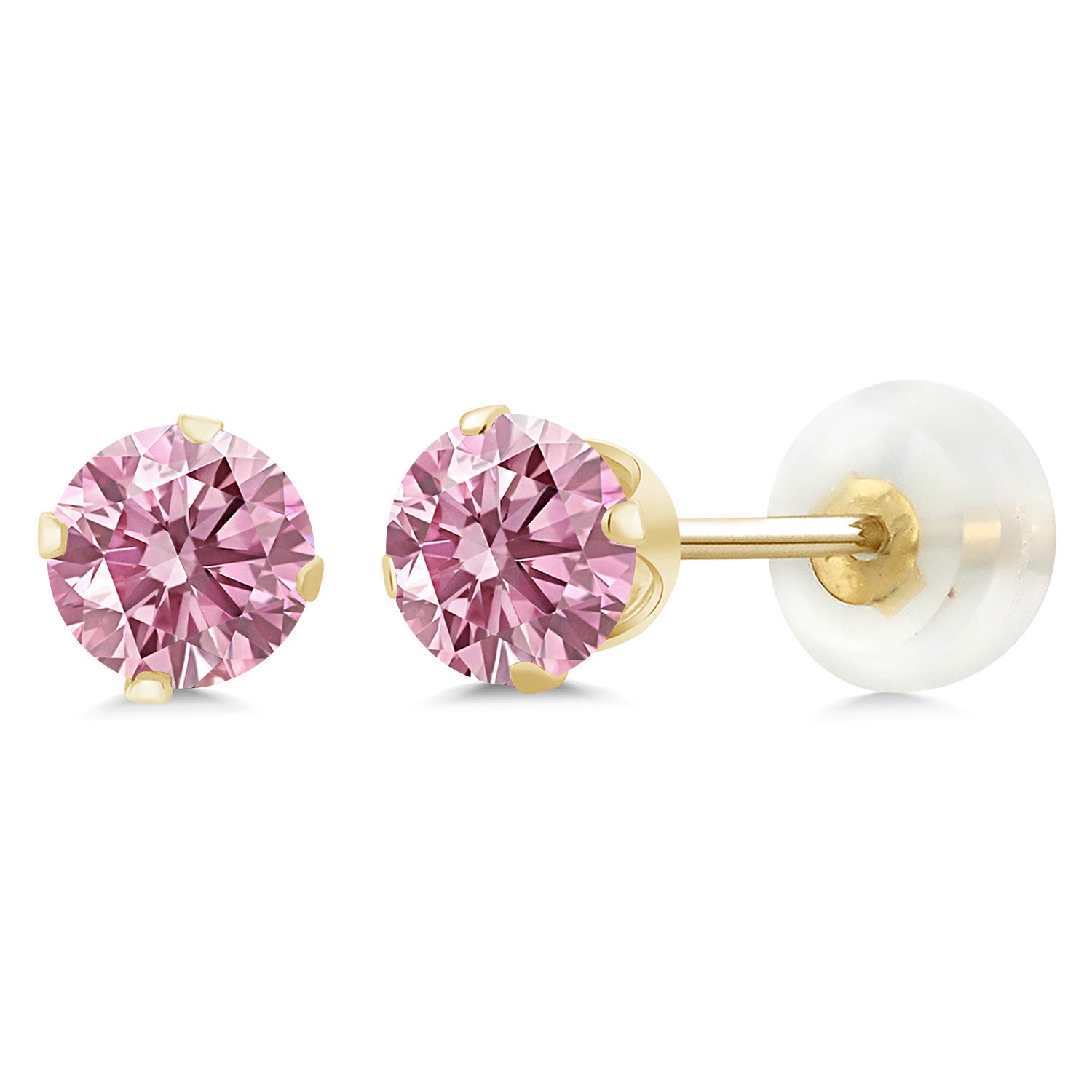 Pink Lab Grown Diamond - April_Earrings in 10K Yellow Gold