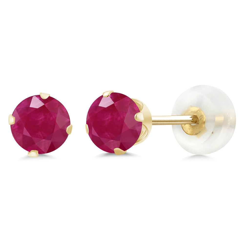 Ruby - July_Earrings in 10K Yellow Gold
