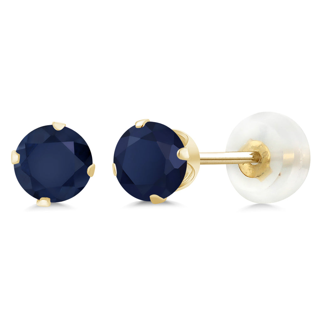 Blue Sapphire - September_Earrings in 10K Yellow Gold