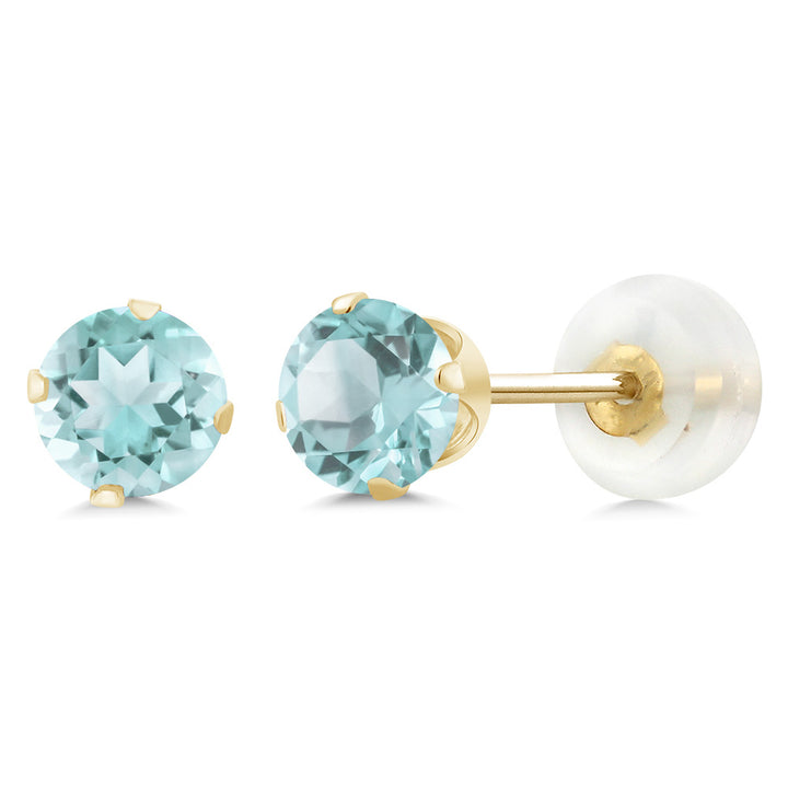 Sky Blue Topaz - November_Earrings in 10K Yellow Gold