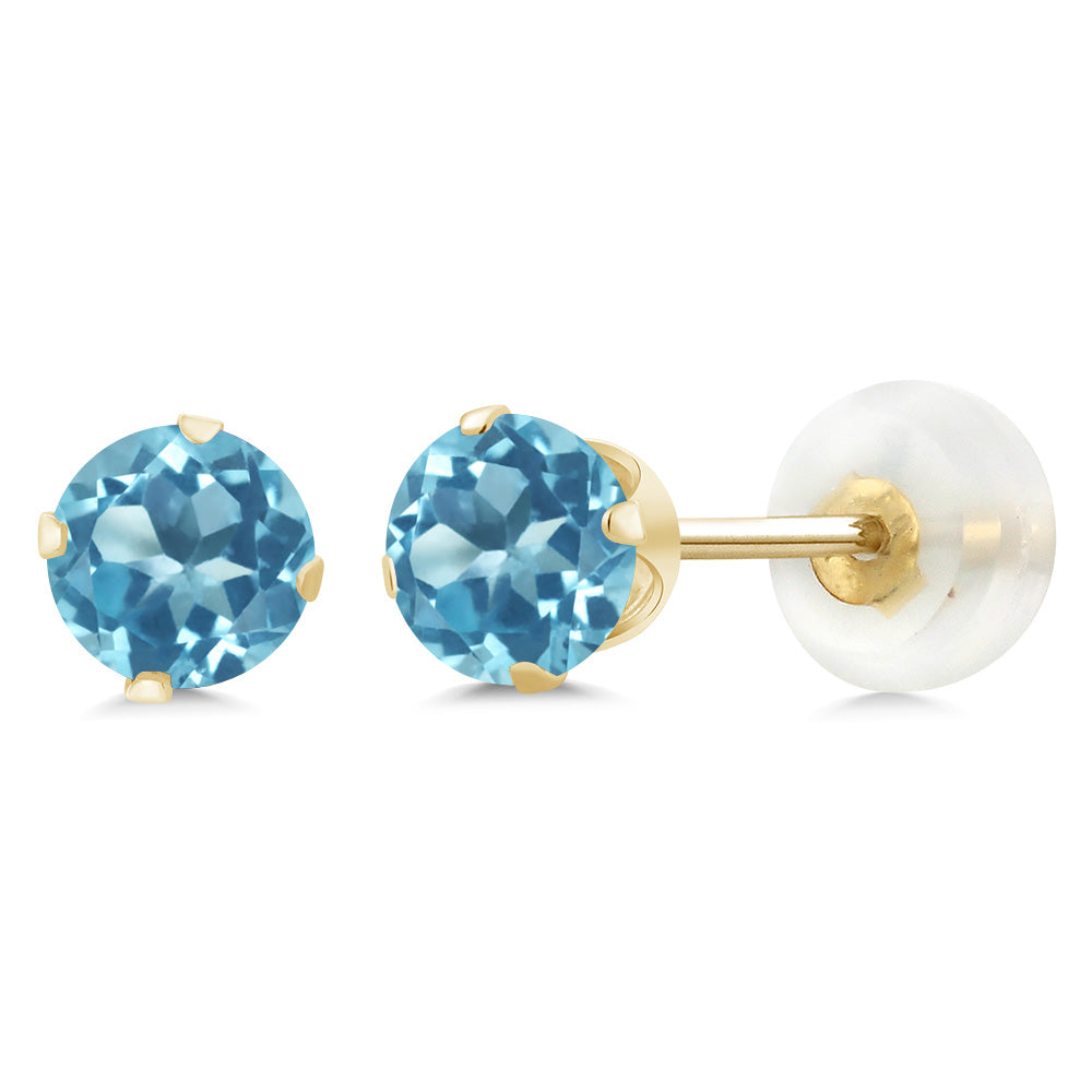 Swiss Blue Topaz - November_Earrings in 10K Yellow Gold
