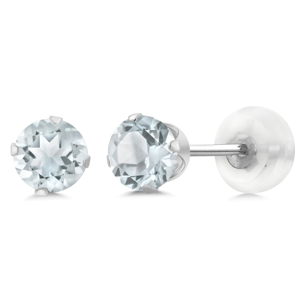 Aquamarine - March_Earrings in 10K White Gold