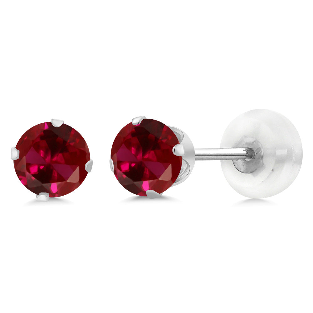 Created Ruby - July_Earrings in 10K White Gold