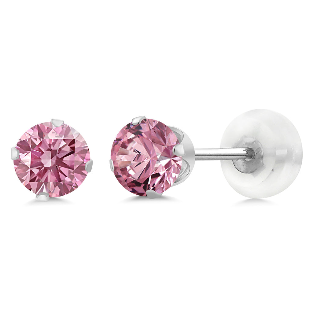 Pink Lab Grown Diamond - April_Earrings in 10K White Gold
