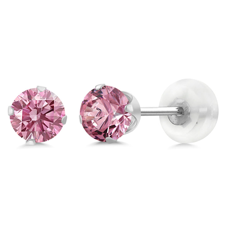 Pink Lab Grown Diamond - April_Earrings in 10K White Gold