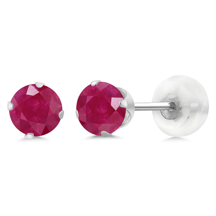 Ruby - July_Earrings in 10K White Gold