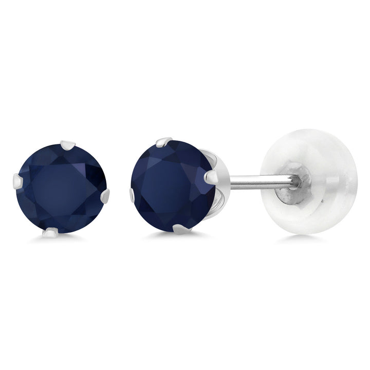 Blue Sapphire - September_Earrings in 10K White Gold