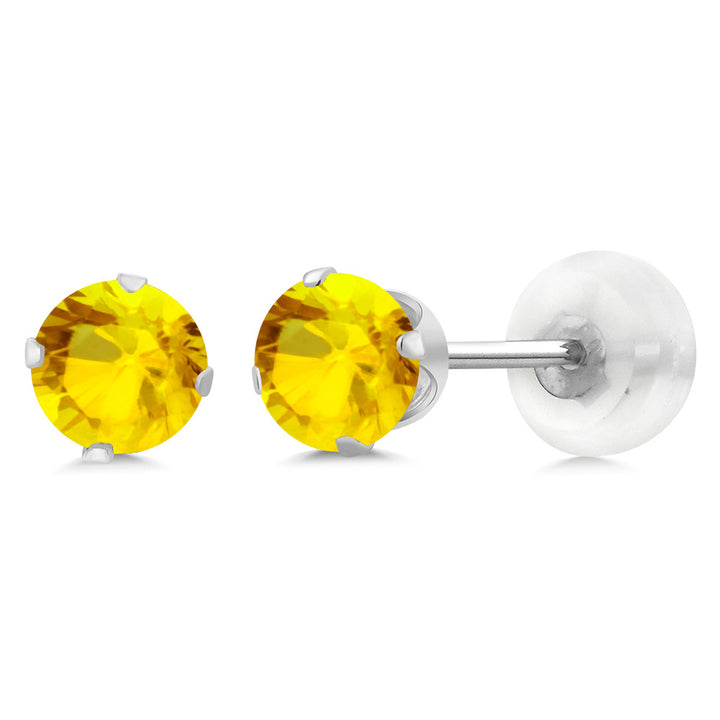 Yellow Sapphire - September_Earrings in 10K White Gold