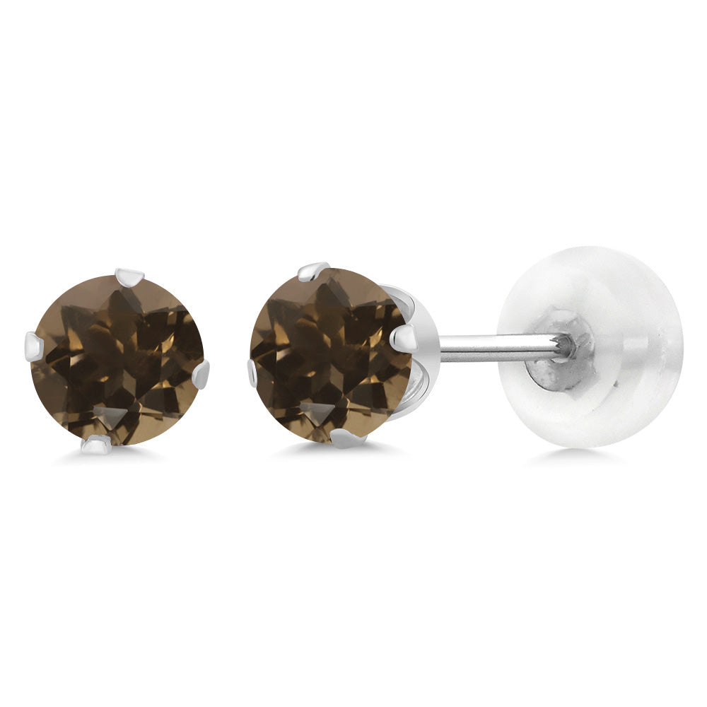 Smoky Quartz_Earrings in 10K White Gold
