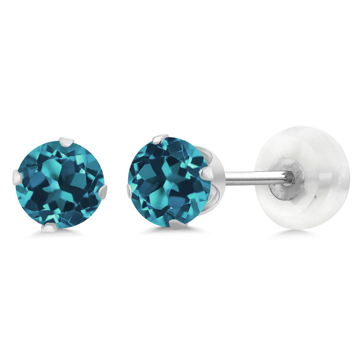London Blue Topaz - November_Earrings in 10K White Gold