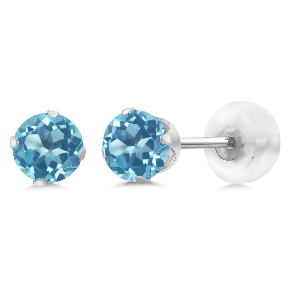 Swiss Blue Topaz - November_Earrings in 10K White Gold
