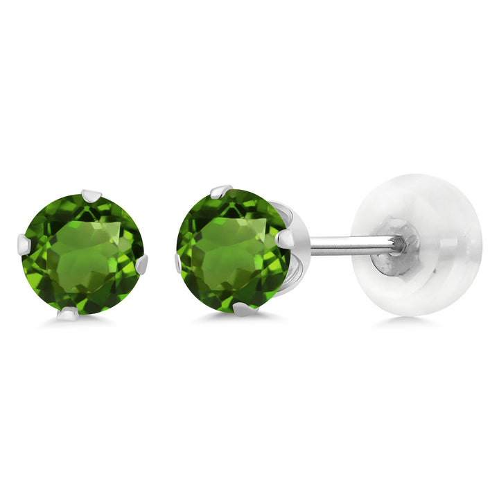 Green Tourmaline - October_Earrings in 10K White Gold