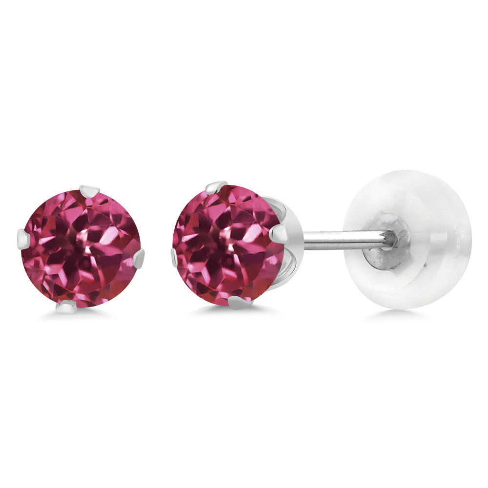 Pink Tourmaline - October_Earrings in 10K White Gold