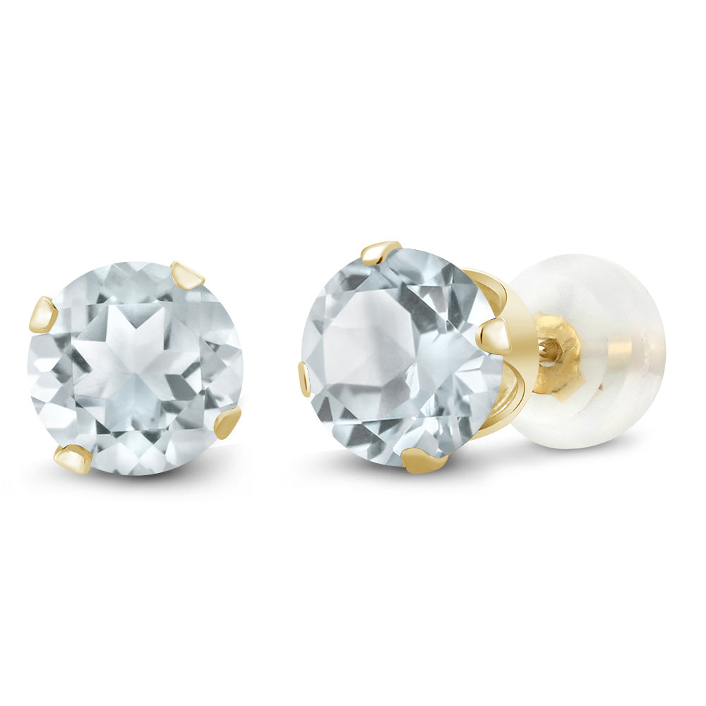Aquamarine - March_Earrings in 10K Yellow Gold