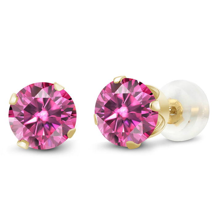 Pink Moissanite - April_Earrings in 10K Yellow Gold