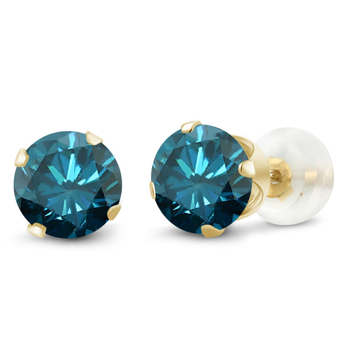 Blue Diamond - April_Earrings in 10K Yellow Gold