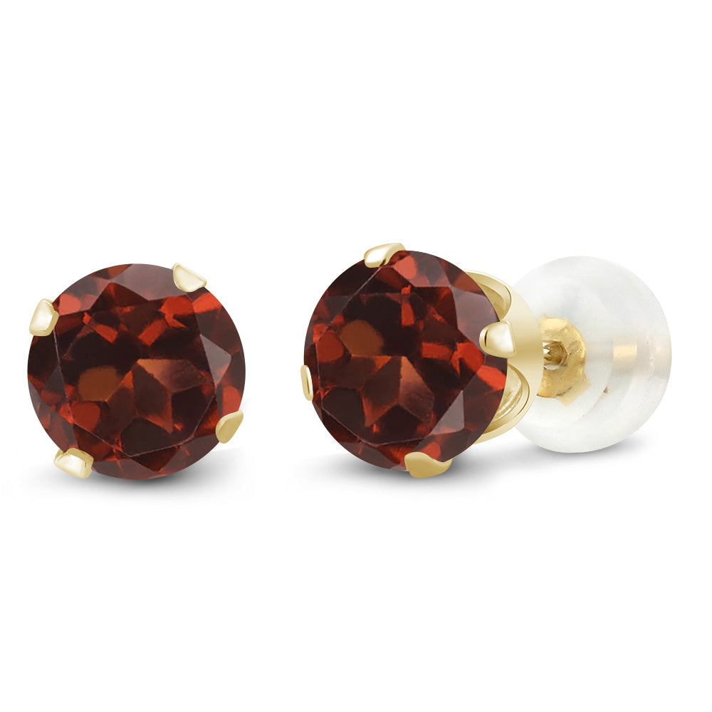 Garnet - January_Earrings in 10K Yellow Gold