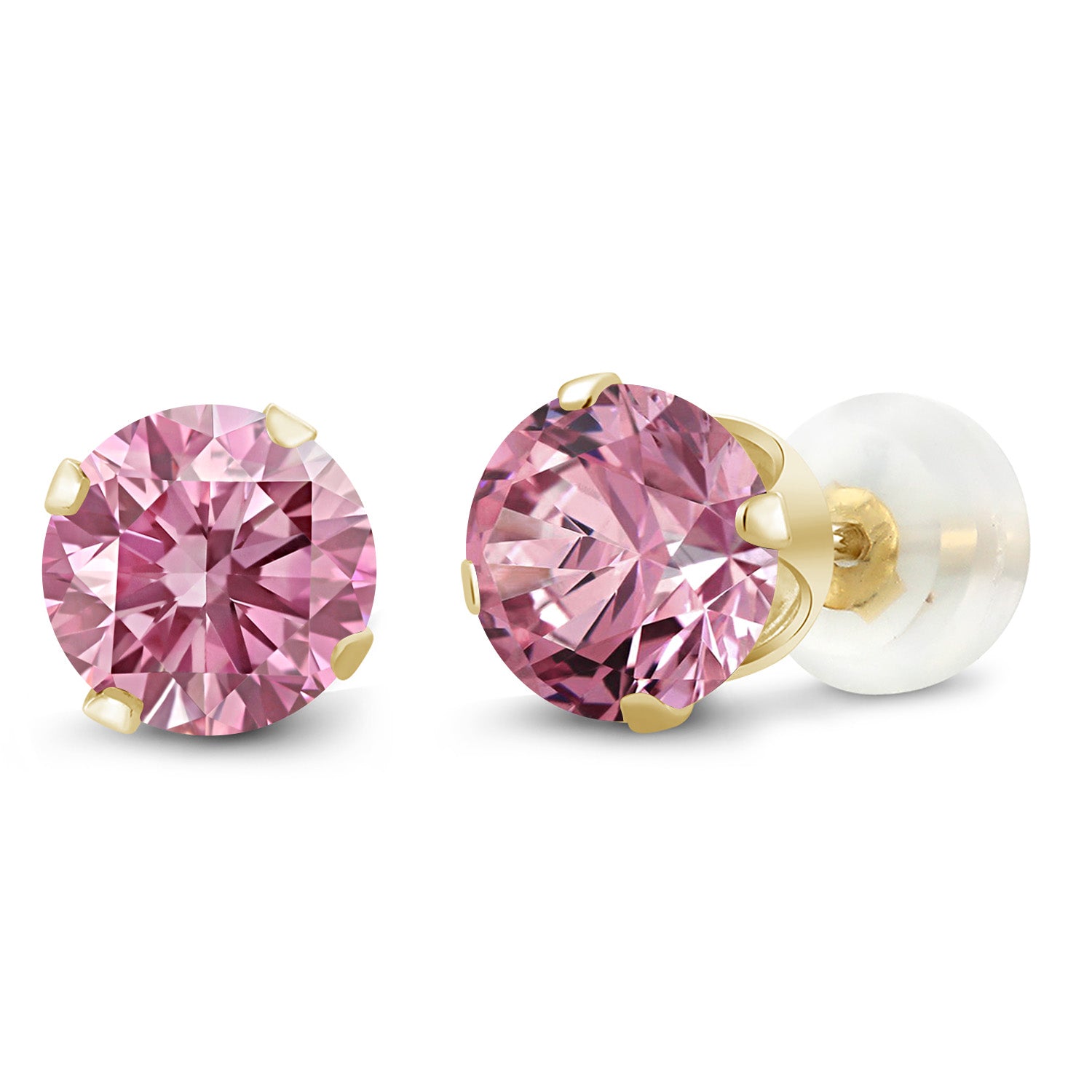 Pink Lab Grown Diamond - April_Earrings in 10K Yellow Gold