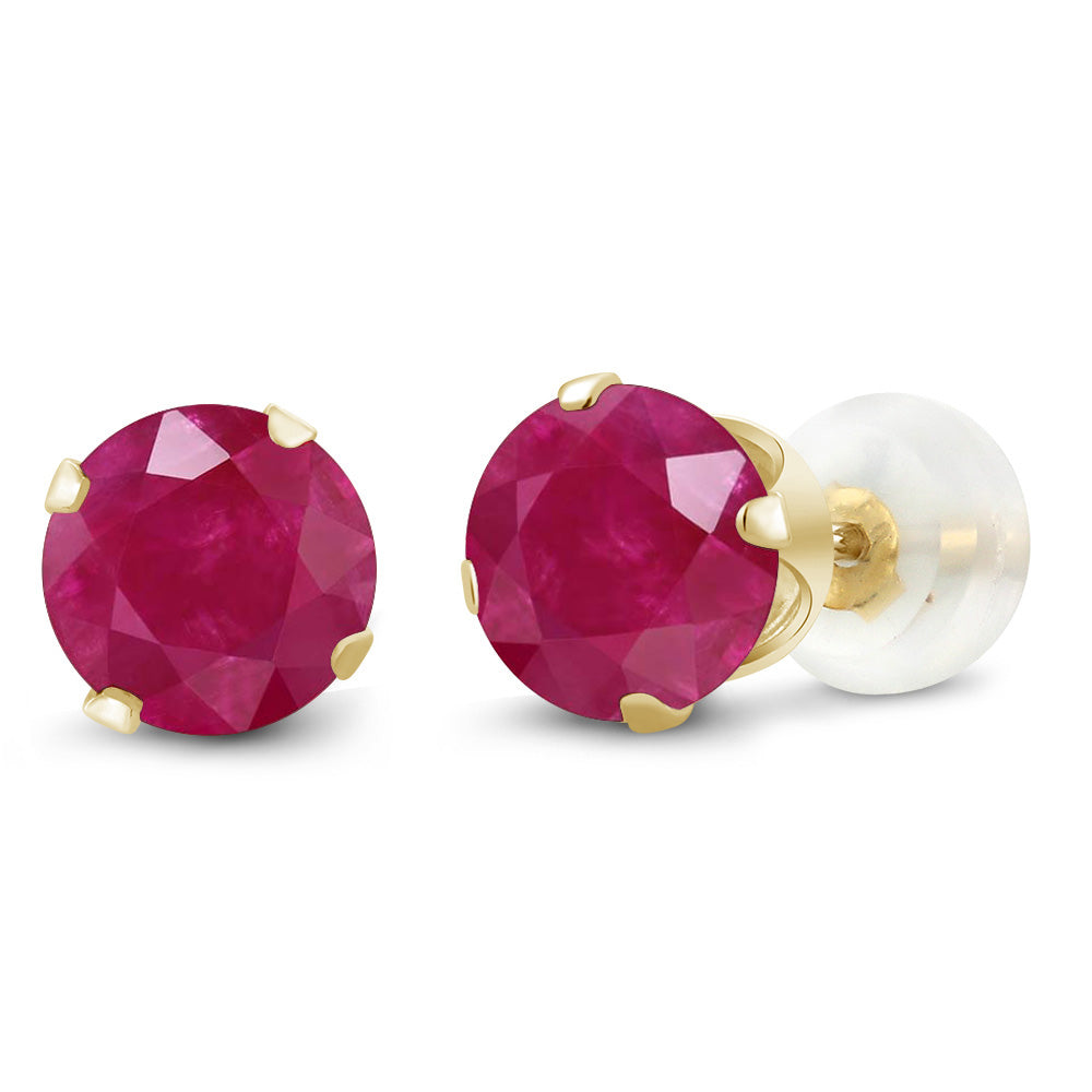 Ruby - July_Earrings in 10K Yellow Gold