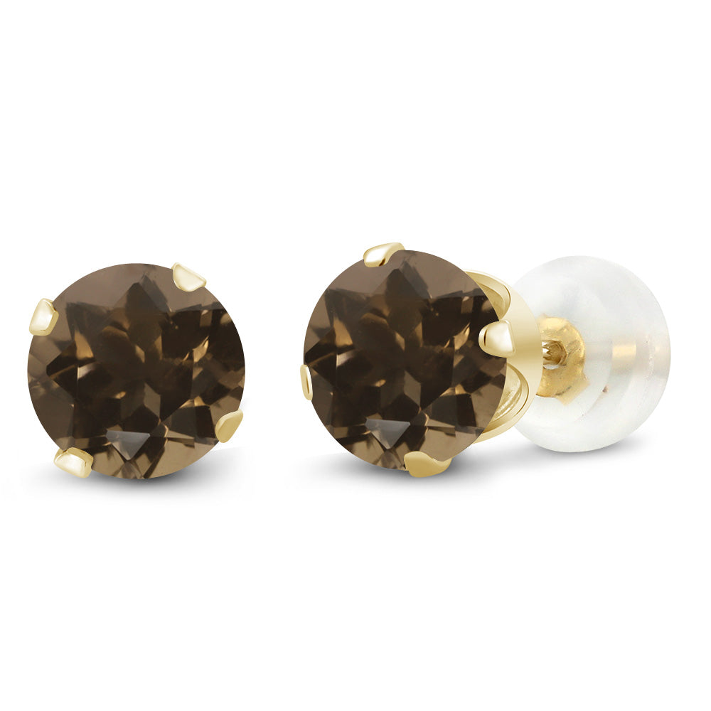 Smoky Quartz_Earrings in 10K Yellow Gold