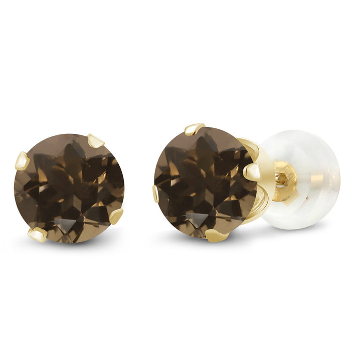 Smoky Quartz_Earrings in 10K Yellow Gold