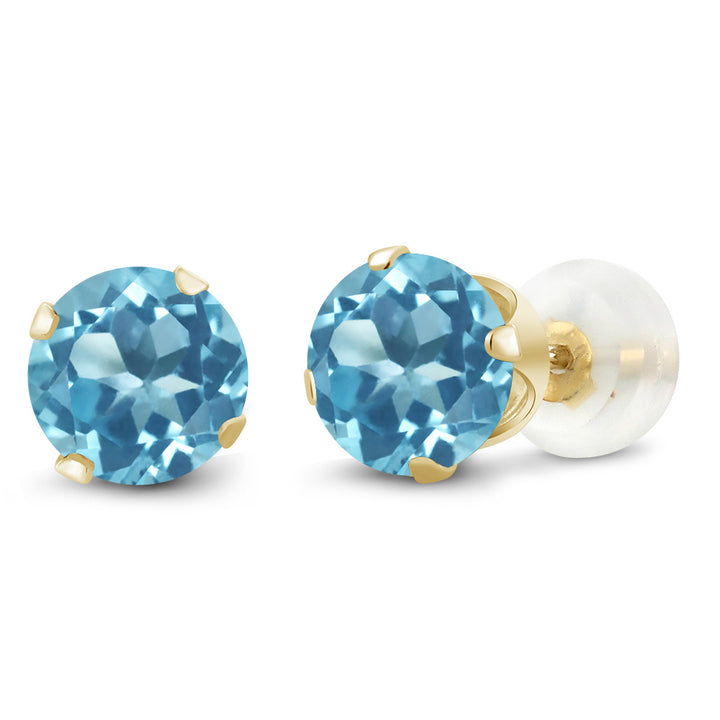 Swiss Blue Topaz - November_Earrings in 10K Yellow Gold