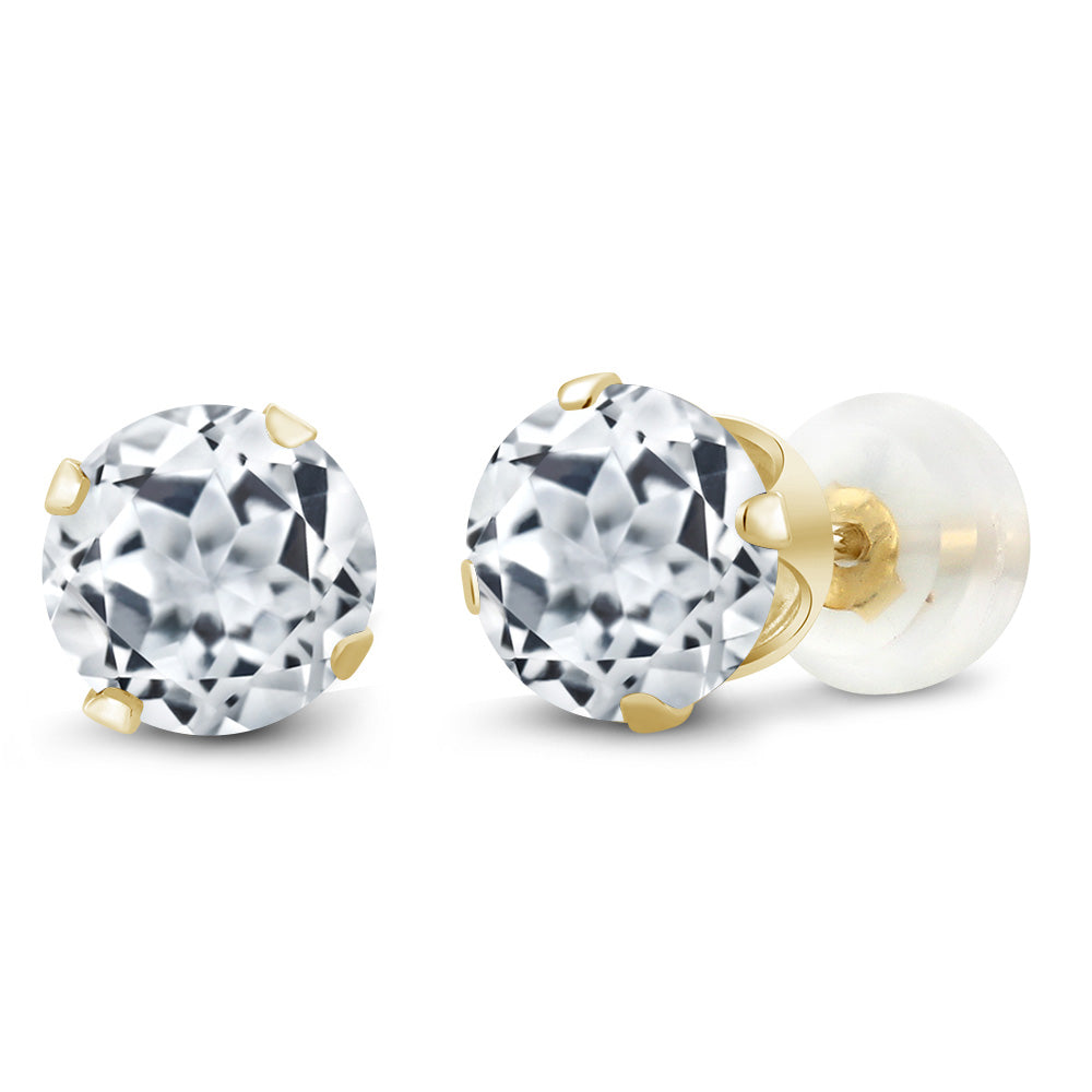 White Topaz - November_Earrings in 10K Yellow Gold
