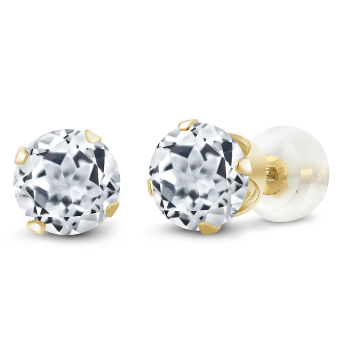 White Topaz - November_Earrings in 10K Yellow Gold