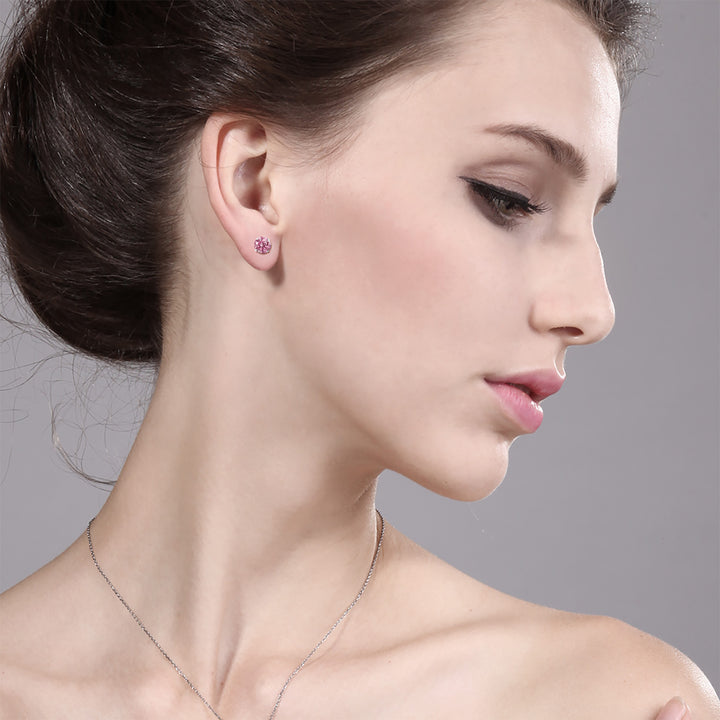 Pink Moissanite - April_Earrings in 14K White Gold