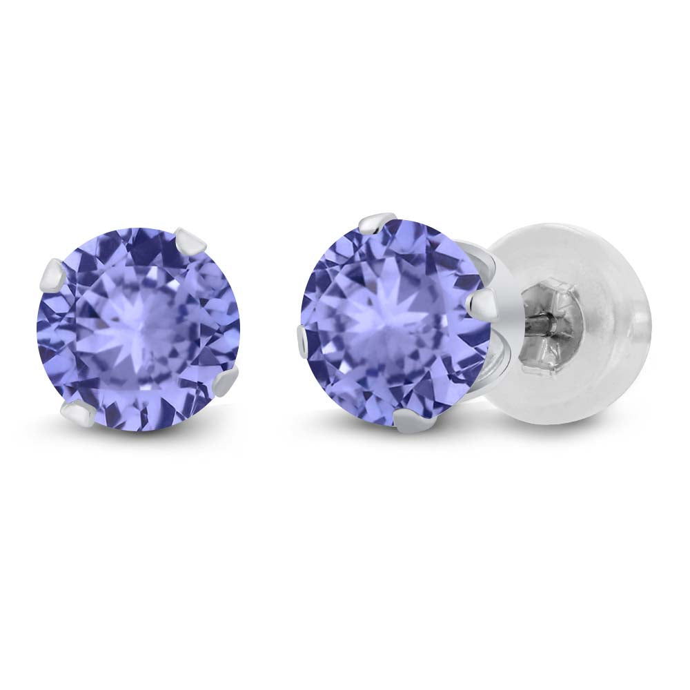 Tanzanite - December_Earrings in 14K White Gold
