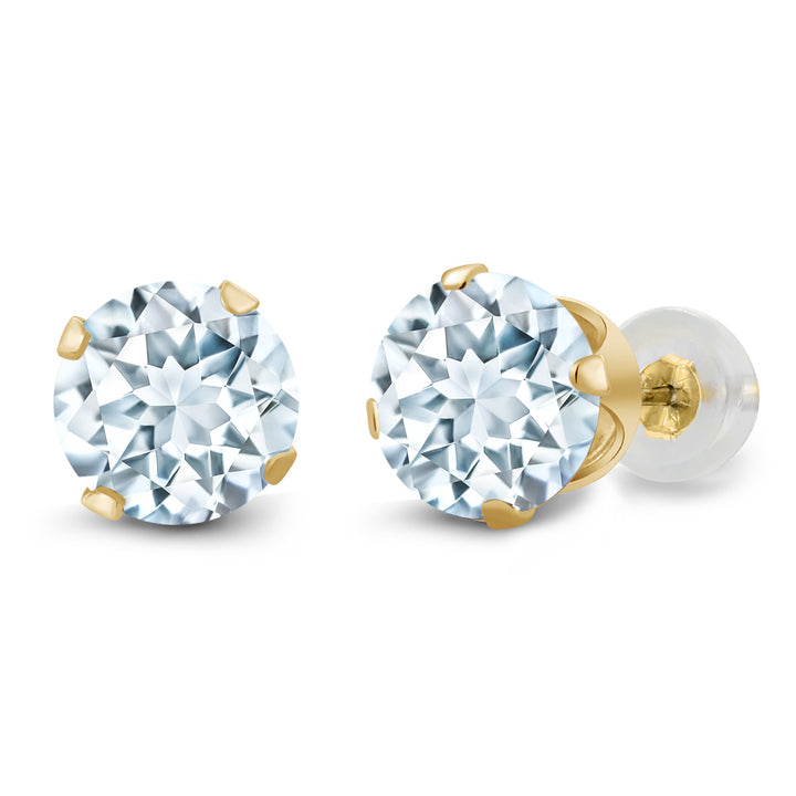 Aquamarine - March_Earrings in 14K Yellow Gold