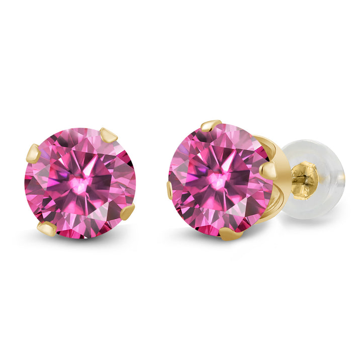 Pink Moissanite - April_Earrings in 14K Yellow Gold