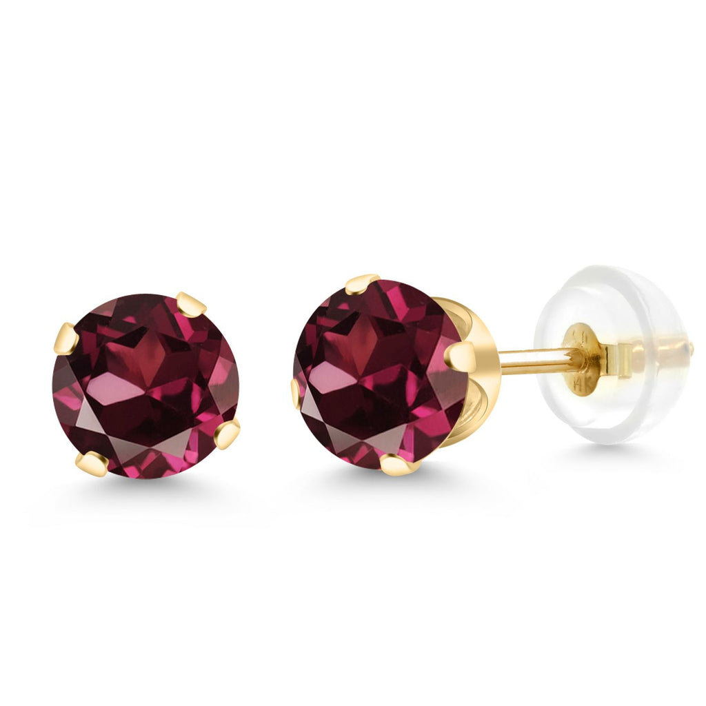 Gem Stone King 14K Yellow Gold Green Peridot Stud Earrings For Women Men (1.80 Cttw, 4-Prong, Gemstone Birthstone, Round 6MM)