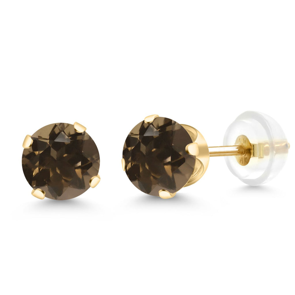 Smoky Quartz_Earrings in 14K Yellow Gold