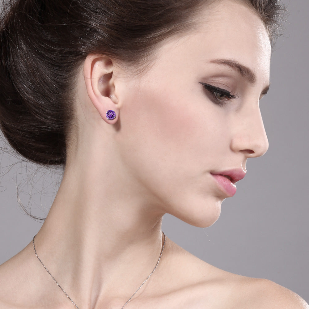 Amethyst - February_Earrings in 10K White Gold