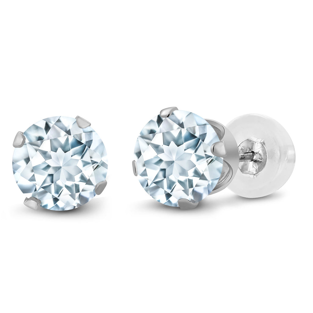 Aquamarine - March_Earrings in 10K White Gold